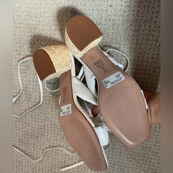 NEW Schutz Lewis Block Heel in White Size 9 - Picture 8 of 9